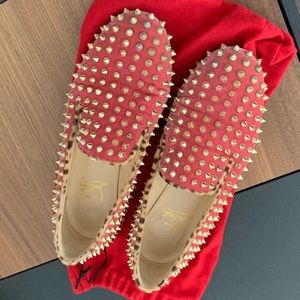 Christian Louboutin Rollerboy Pink Velvet Spikes